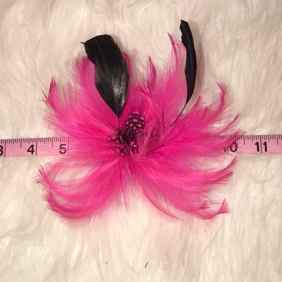 🇺🇸 Pink & Black Feather Hair Bow - Picture 3 of 5